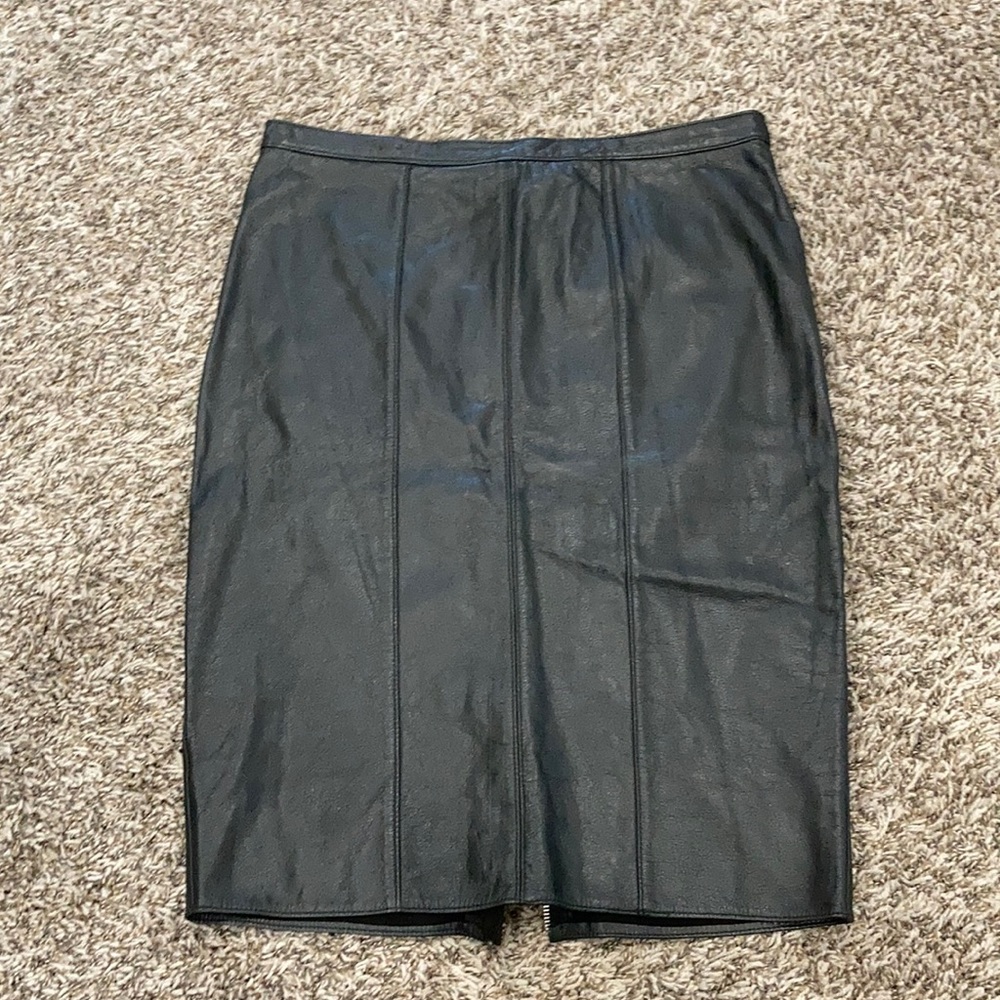 Genuine leather pencil skirt